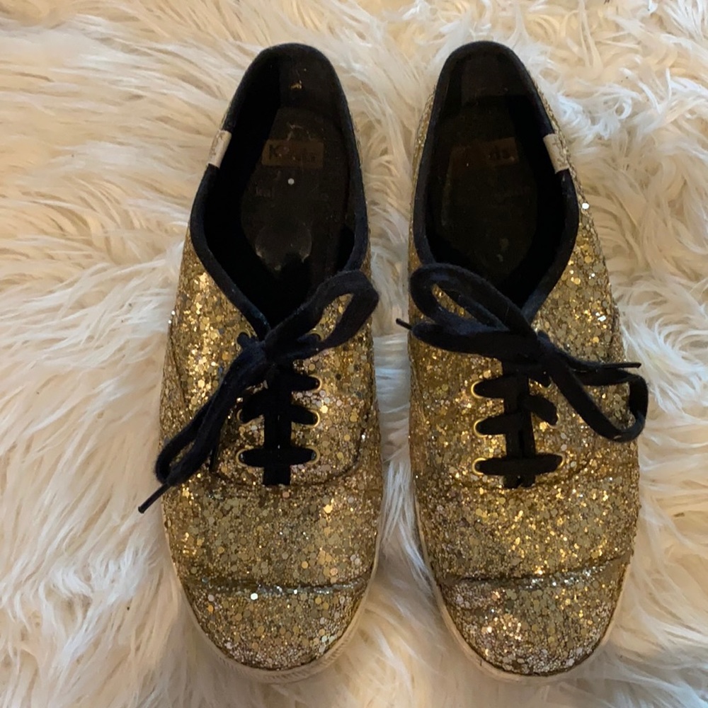 Kate Spade x Keds gold glitter shoes
